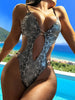S - XL Snake Skin Deep V Neck High Cut Out One Piece Swimsuit Women Swimwear Female Monokini Backless Bathing Suit Swim Bodysuit