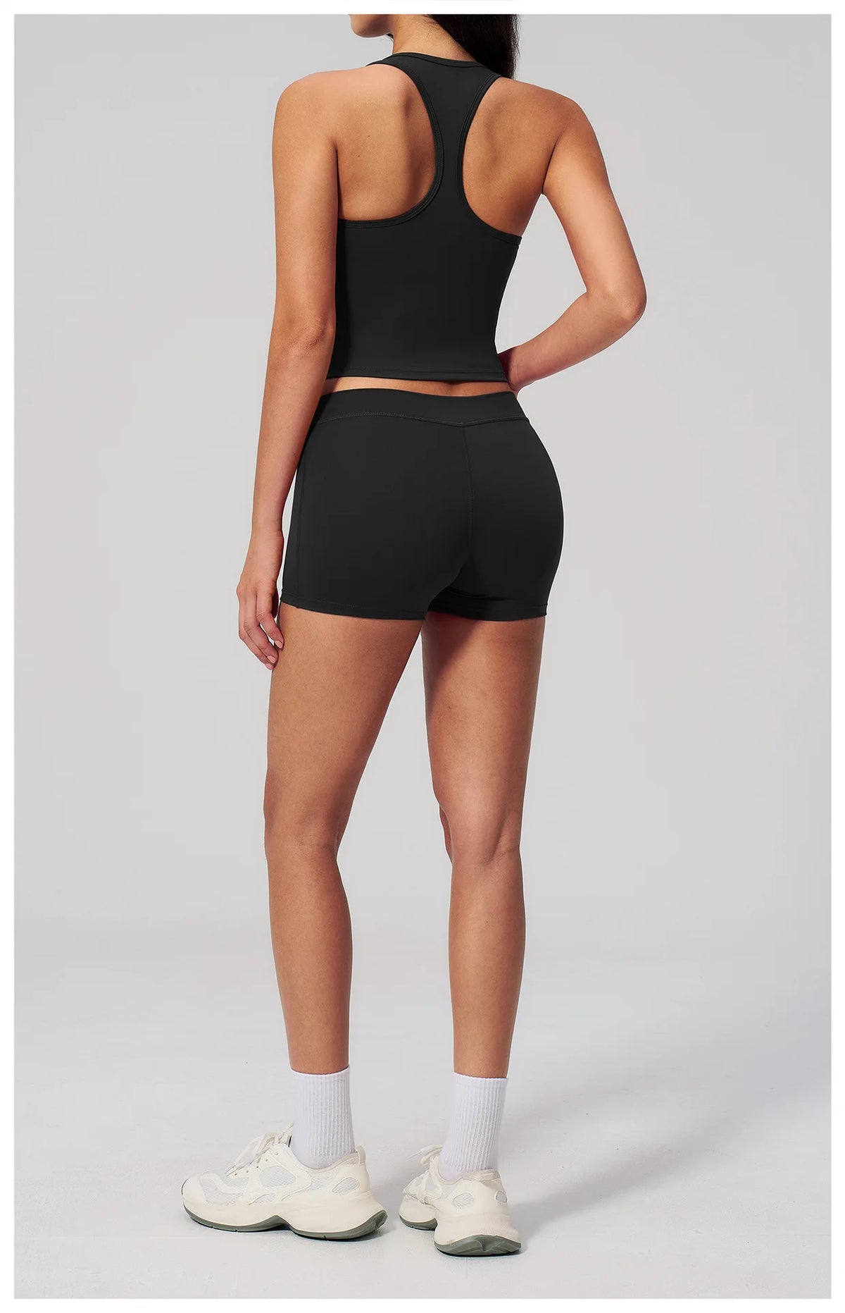 Gym Women Yoga Sets Women Brushed Square Neck Slim Sports Tank Top Fitness Suit Outwear Running High Waist Shorts Tracksuit