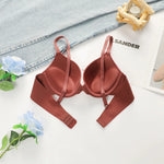 Solid color gathering steel ring anti sagging smooth and simple women's adjustable summer thin bra push up bra Lingerie U017