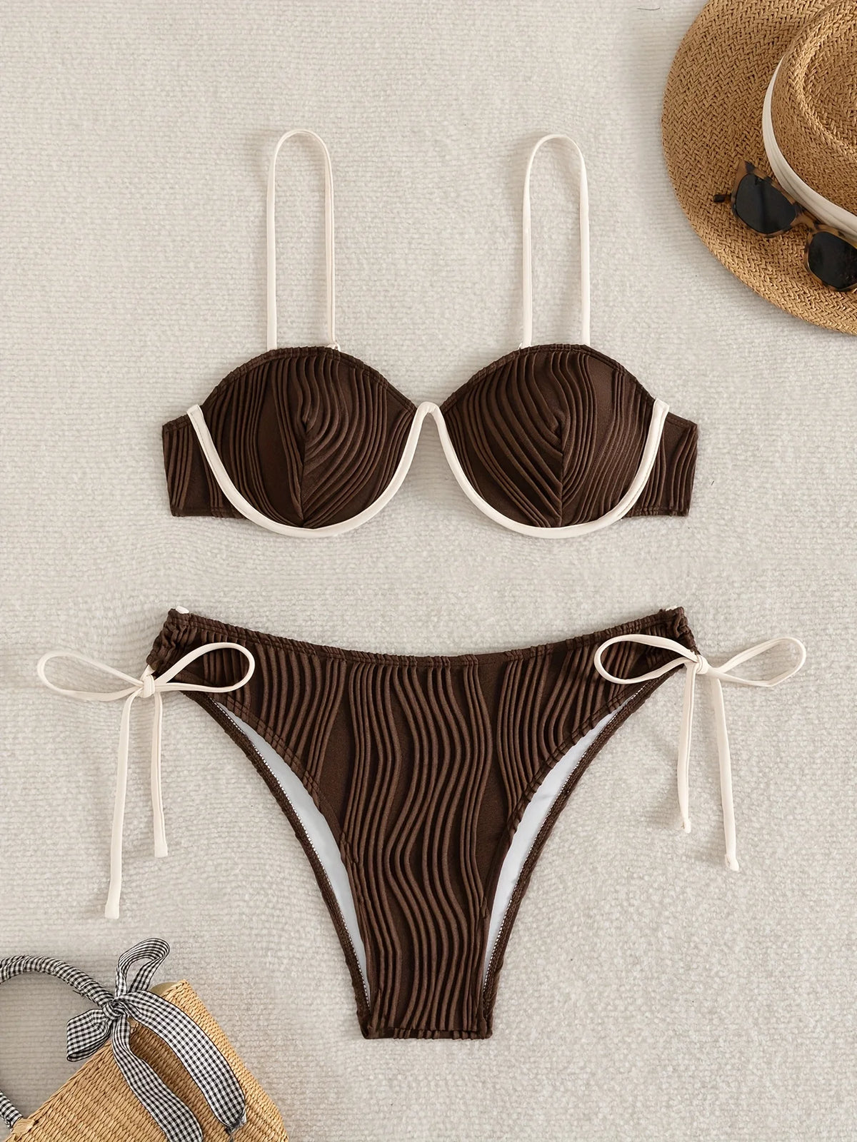 ZTVitality Sexy Patchwork Underwire Bikini 2025 New Arrival Biquini Padded Bra Push Up Bandage Swimsuit Women Swimwear Beachwear