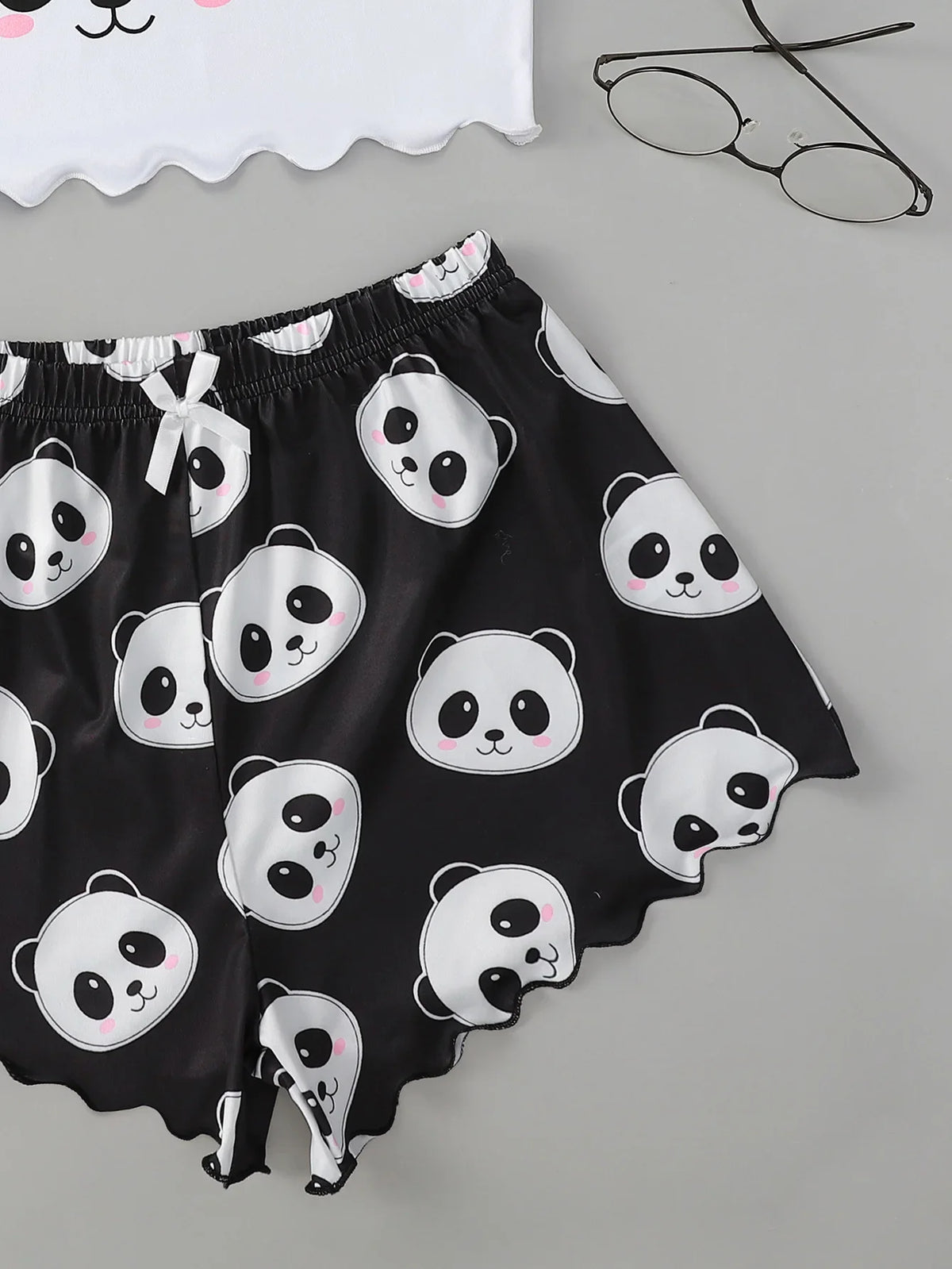 Women's 2pcs Cute Soft ComfyDoll Print Sexy Sleepwear Sleeveless Shorts Homewear Pajama Set Loungewear