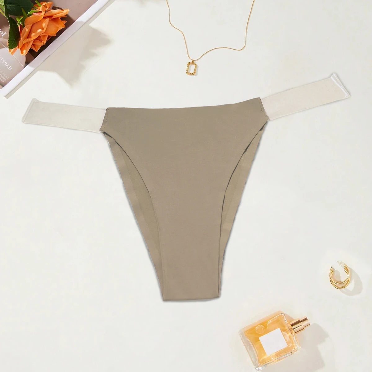 BEAUWEAR Comfort Thong with Transparent Strap Women Underwear Simple Plain Panties S M L XL