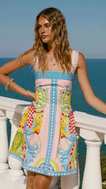 Fashion Color Bohemian Style Print Dress Women Summer New A-line Sleeveless Short Dresses Vacation Commuting Clothing Vestidos