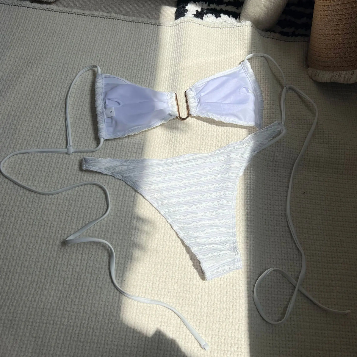 2026 Wrinkled U Ring Bandeau Bikini Women Swimwear Female Swimsuit Two-pieces Bikini Set Bather Pool Bathing Suit Swim Beachwear
