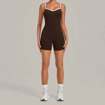 Women's Seamless Yoga Jumpsuits Fitness Sports Gym Hip-lifting Sleeveless One-piece Backless Workout Training Shorts Jumpsuit
