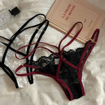 French Lace G Strings Low Waist Seamless Panties with Sheer Mesh Panels for A Sensual Fit