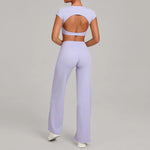 Women's Seamless Yoga Sets Sports Fitness Short-sleeved Loose Hip-lifting Pants Tracksuits Workout Gym Training Slim Fit Sets