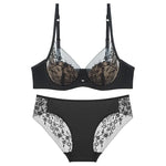 Luxury Women Lingerie Set Sexy Lace Embroidery Underwear French Thin Cup Push Up Bra Summer Mesh Breathable Intimates Bra Sets