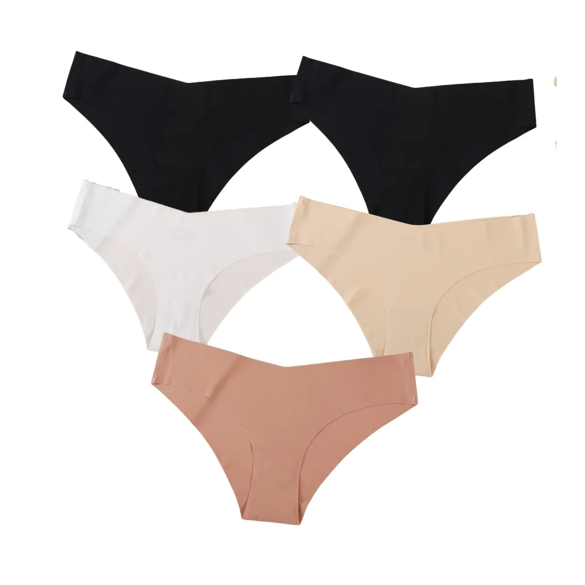 5Pcs/Set Women Panties Seamless Classic Briefs Female V-waist Underpants Soft Ice Silk Panties Sexy Lingerie Low-Rise Underwear