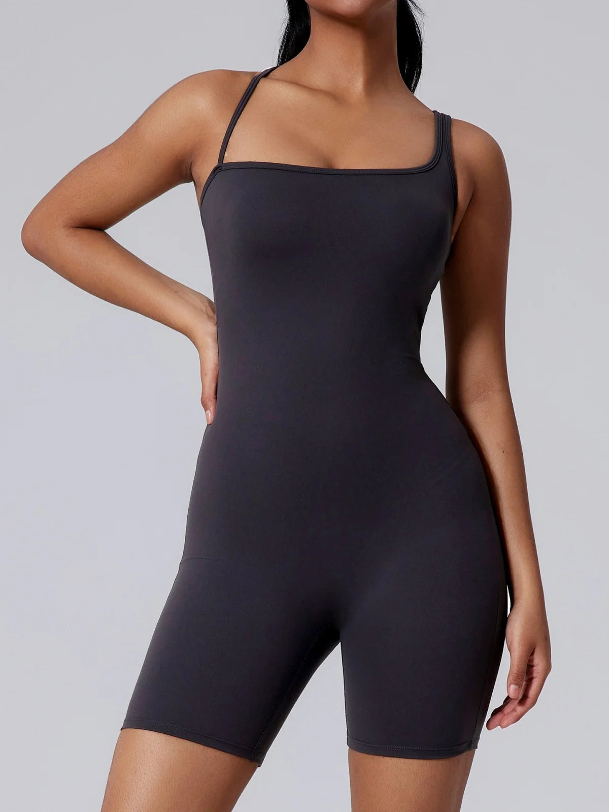 Sexy Fitness Yoga Jumpsuit Women Sleeveless Slim Playsuit Pleated Hollow Running Scrunch Shorts Romper One Piece Sports Suit