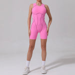 Yoga Jumpsuit Summer Short Sleeveless Sports Wear Gym Fitness Sports Bodysuit Women Dance Running Workout Clothes Yoga Jumpsuit