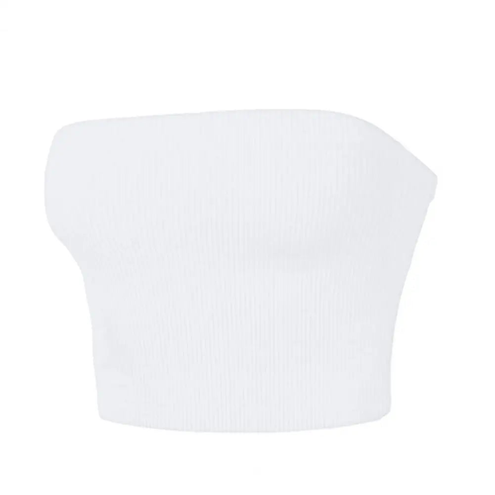 Quick-drying Cropped Top Women Ribbed Vest Anti-slip Bandeau Strapless Sleeveless Backless Tank Top Sweat Absorption