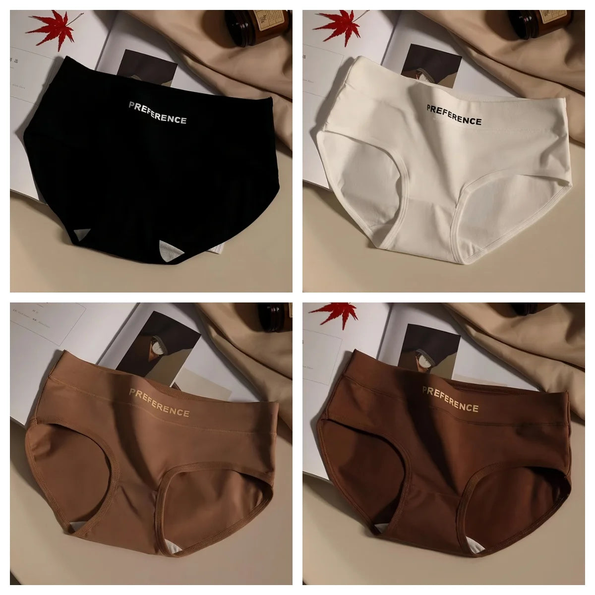 4Pcs/Set Cotton Panties Women Mid Waist Briefs Breathable Intimates Breathable Comfort Underwear M-2XL Soft Panties