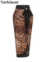 S - XXL 2026 Leopard With Skirt Long Sleeve One Piece Swimsuit Women Swimwear Female High Cut Leg Bather Bathing Suit Swim V7352