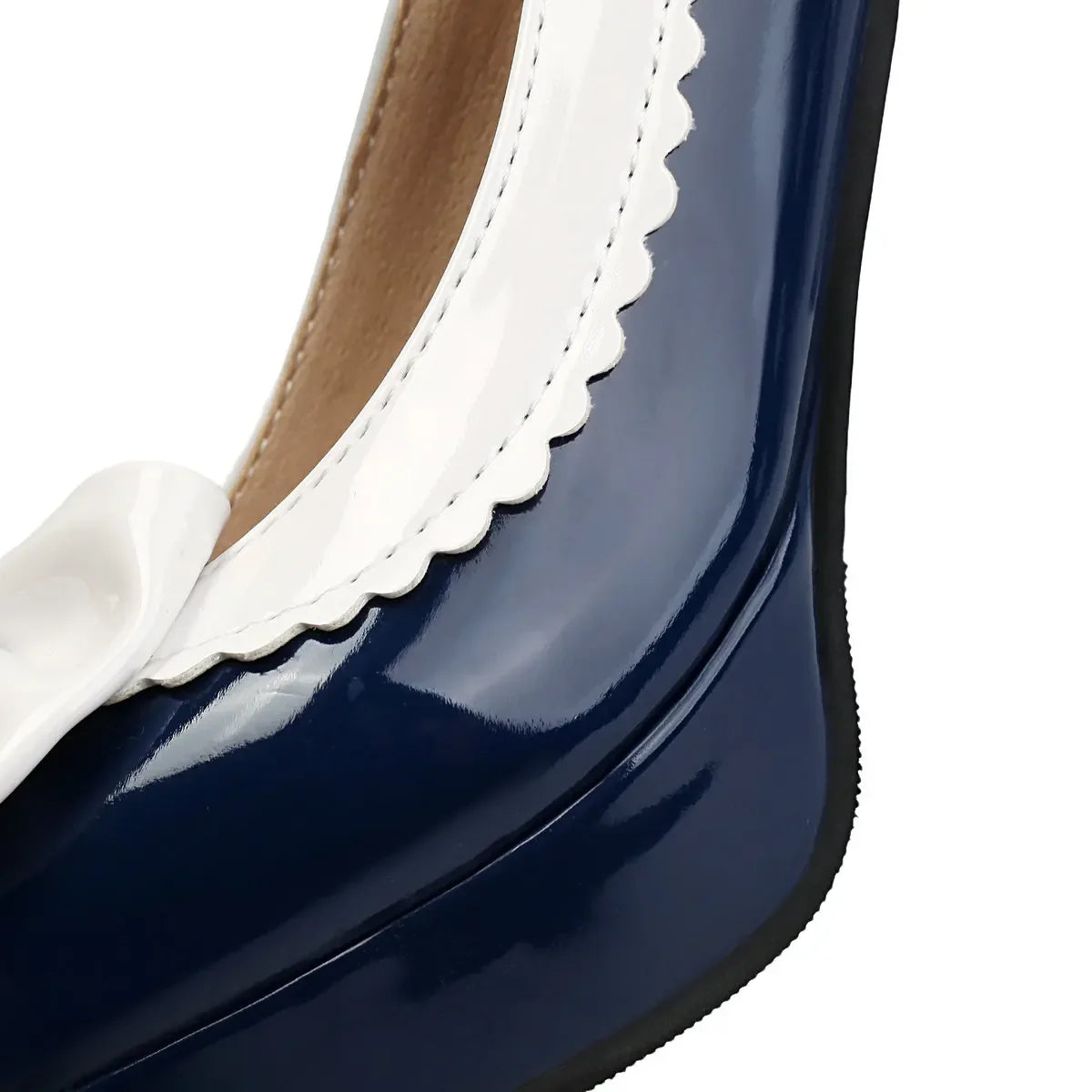 Women Lolita Style Patent Leather Bow Shoes 9.5cm High Heels Anti-slip Rubber Sole Platform Pumps Ideal for Parties Daily Wear