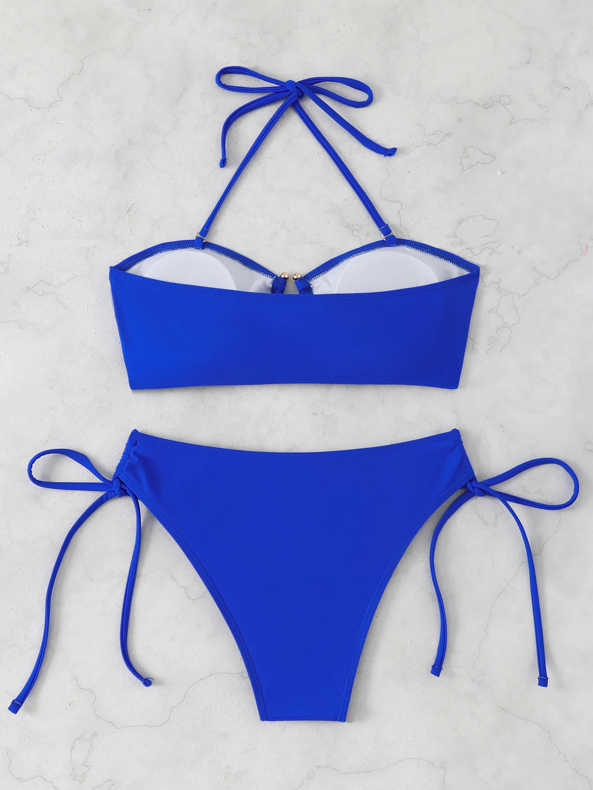 Halter Bandeau Bikinis 2026 Women Sexy Swimsuit Solid Padded High Waist Swimwear Female Bathers Bathing Swimming Swim Suit