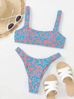 Sexy Micro Bikini Women Orange Leopard Print Push Up Padded Thong Swimsuit Female Cut Out Bathing Suit Swimwear Biquini