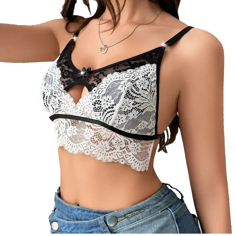 1pcs Sexy Lace Floral Women's Bras Patchwork Bow Sexy Lingerie Fashion Style Party 3/4 Cup Wire-Free No Pad Female Underwear