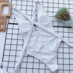 Sexy Red Cross Bandage Backless Swimwear One Piece Swimsuits Woman 2026 Knotted Straps Swimming Bathings Suit V Neck Bodysuits