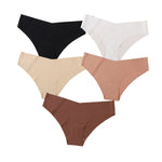 5Pcs/Set Women Panties Seamless Classic Briefs Female V-waist Underpants Soft Ice Silk Panties Sexy Lingerie Low-Rise Underwear