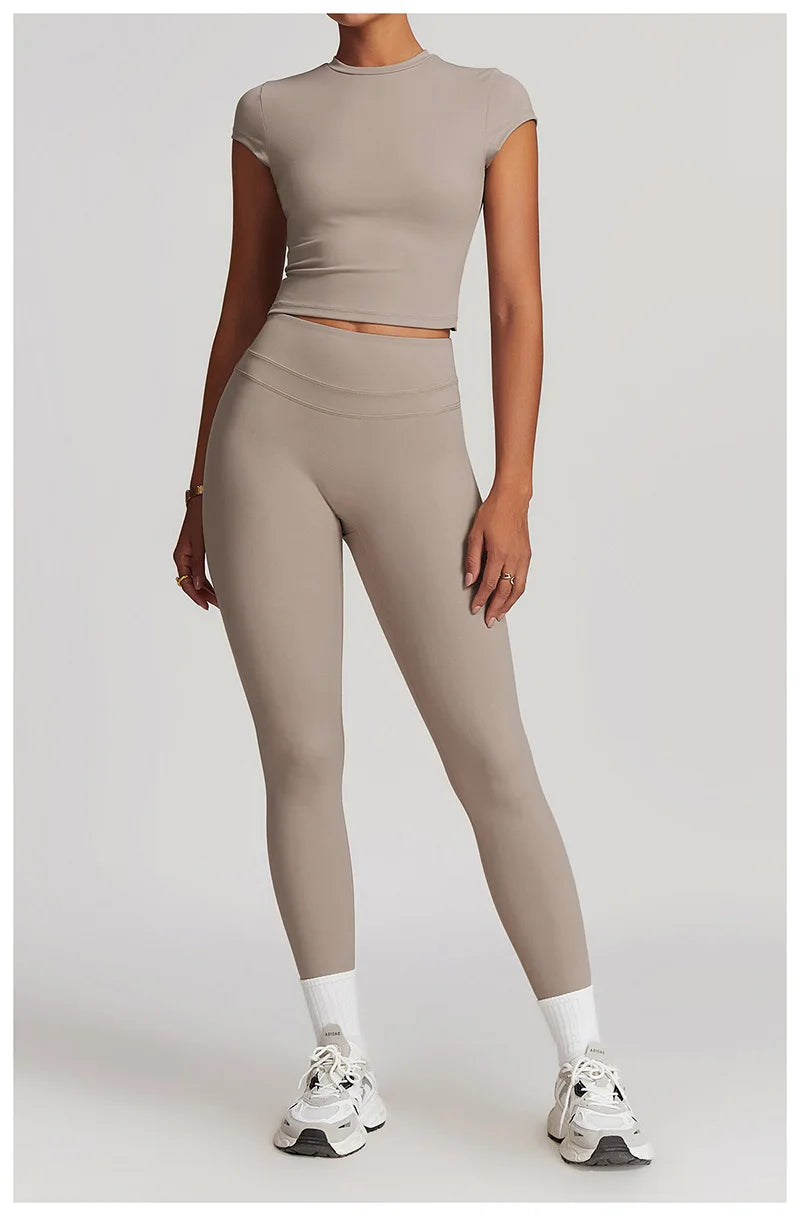 Yoga Set 2PCS Women Tracksuit Nude Feeling Workout Sets Gym Clothes Push Up Fitness Running Sportwear Sport Bra Leggings Suit