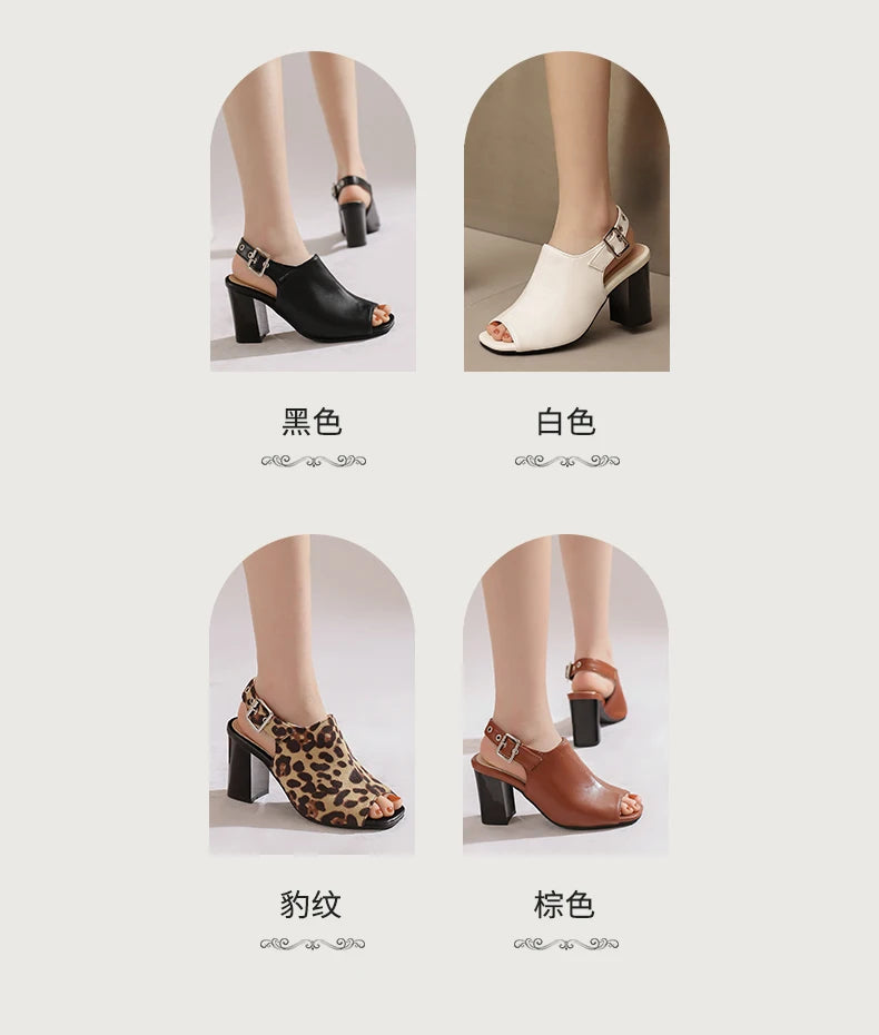 New Women Sandals Peep Toe High Heels Summer Gladiator Shoes Black Brown Woman Ankle Strap Sandalias Female Mujer Big Size