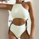 Sexy White High Waist Swimwear String Lace Up Bikinis Sets Woman 2026 Asymmetric Neck Swimsuits Bathing Suit Bikini Mujer Bather