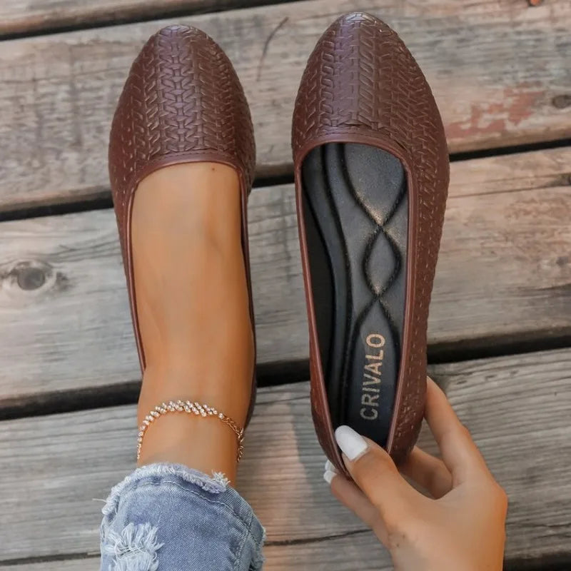 Women's Handmade Weaving Hollow Mesh Flat Shoes Lightweight Breathable Ballet Flats Summer Soft Comfortable Beach Sandals