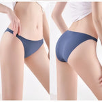4Pcs/Set Ice Silk Bikini Panties Women Sexy Briefs Low Rise Underwear Seamless Underpants Solid Color Ultra-thin Lingerie M-XL
