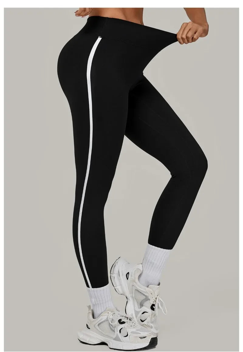 Women High Waist Yoga Pants Leggings - Seamless Color Block Fast-Dry Breathable Gym Running Fitness Tights Butt Lifting Effect