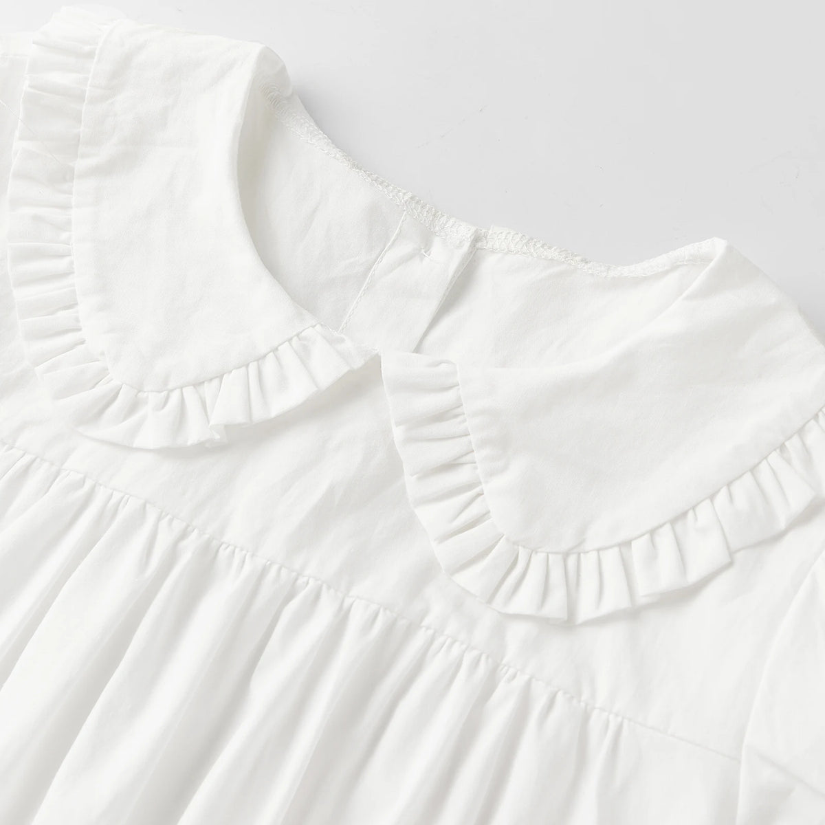 Women Casual White Mini Dress Short Sleeve Doll Collar Loose Shirt Dress 2026 Summer Retro Streetwear