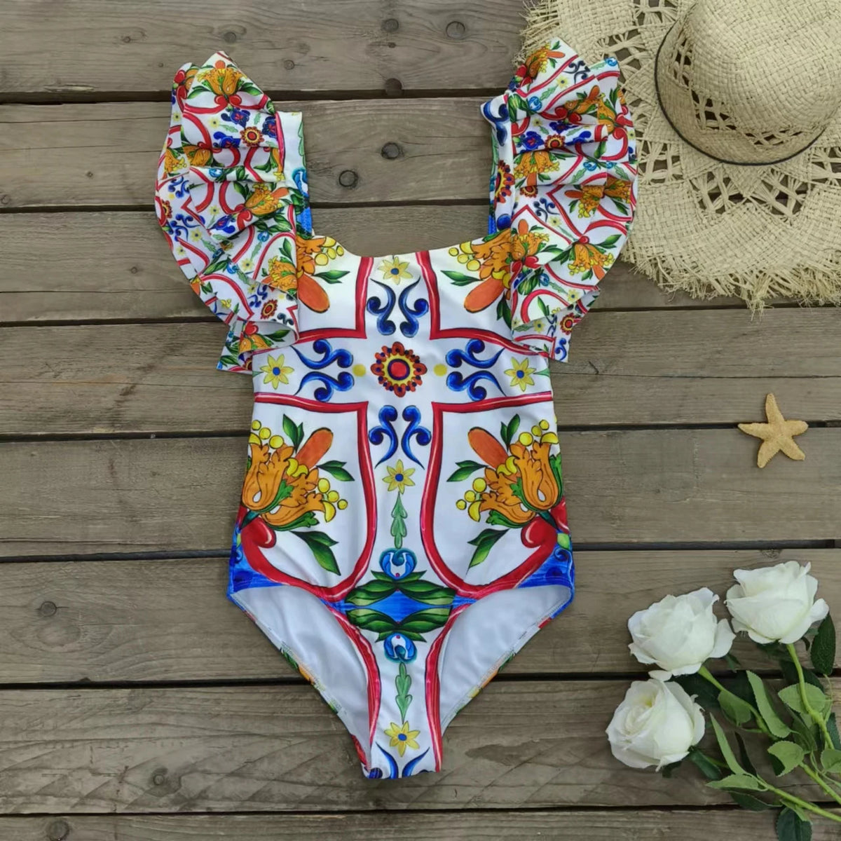 2025 New 2-Piece Shoulder Ruffle Swimsuit With Cover Up Sexy Women Swimwear Push Up Biquini Bathsuit Bodysuit Beachwear Dress