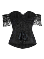 Corset's new retro lace fishbone body-shaping shirt with shoulder straps and bubble sleeves gathered to hold the sternum.
