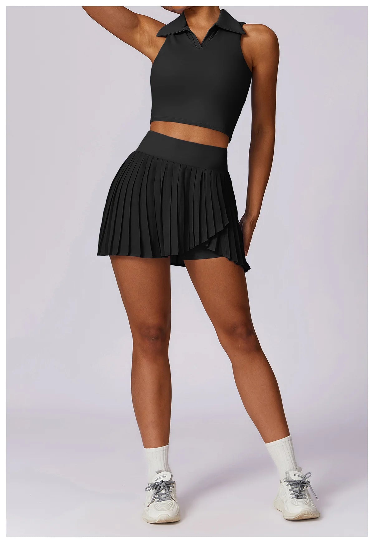 Sports Tennis Short Skirt Women's Summer Pleated Fake Two-piece Quick Drying Skort Fitness High Waist Pocket Yoga Running Skirts