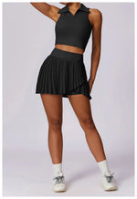 Sports Tennis Short Skirt Women's Summer Pleated Fake Two-piece Quick Drying Skort Fitness High Waist Pocket Yoga Running Skirts