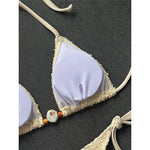 Halter Fishnet Bikini Women Swimwear Female Swimsuit Two-Pieces Bikini Set High Cut Leg Padded Bather Bathing Suit Swim V8339