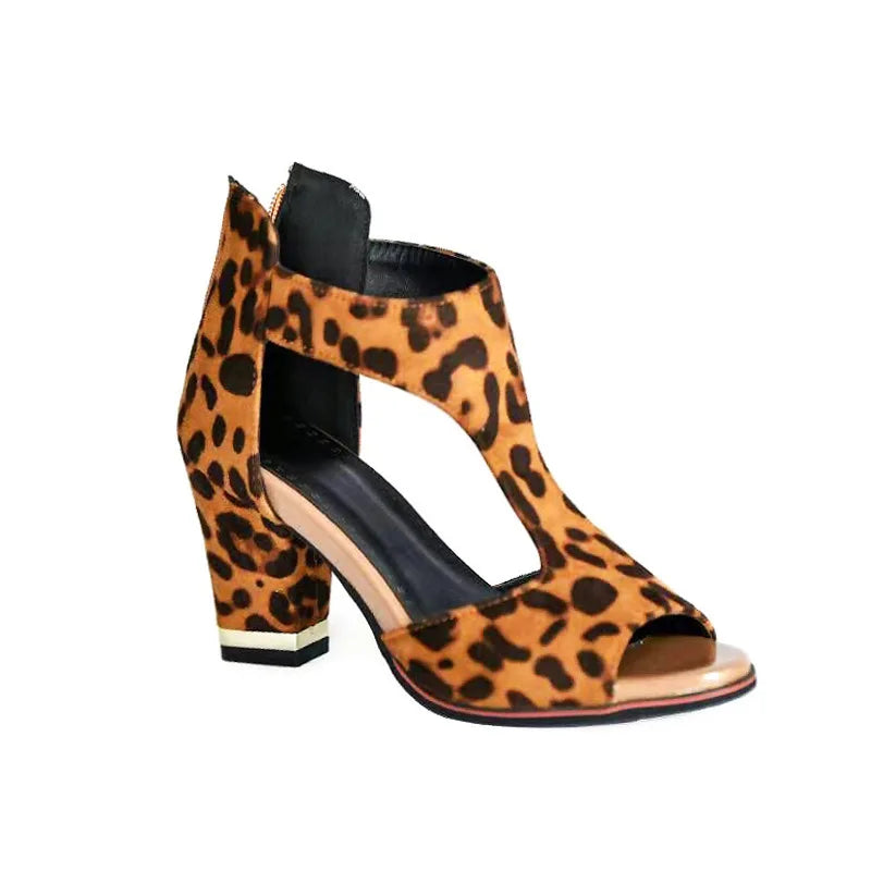 Fish Mouth High Heel Shoes Women's Summer Thick Heel Sandals Waterproof Platform Thick Sole Sexy Slim Back Zipper Hollow