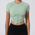 No Padded Women Yoga Sport T Shirts Fitness Clothes Short Sleeve Yoga Shirt Gym Top Running Active Wear Sport Tops