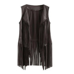 Open Front Tassel Cardigan Women's Fringe Vest Retro Sleeveless Jacket Cowgirl Western Outfits Outerwear