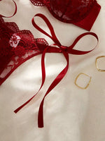 Lady Floral Embroidery Lingerie Set Women Sheer Bra and Brief Underwear Set Satin Sexy Intimates Underwear