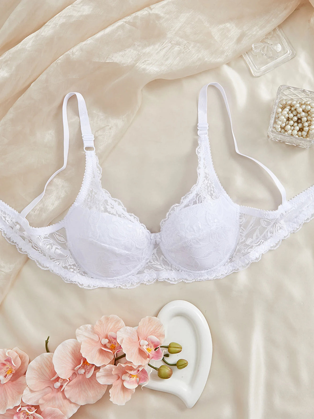 Fashion Sexy Floral Lace Bras Women Thin Push Up Brassiere Solid Comfort Breathable Lingerie Underwear
