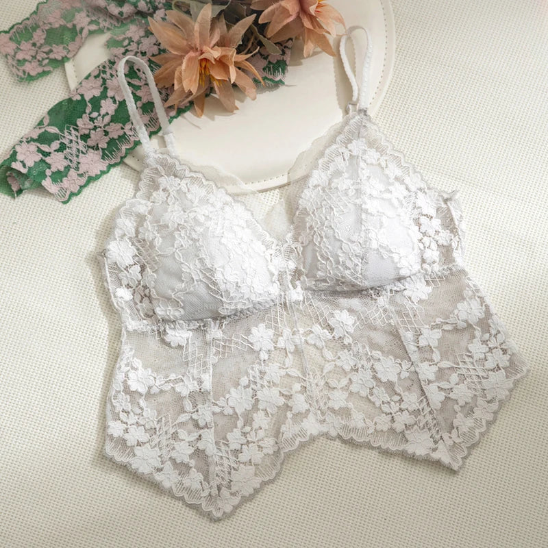 Summer French Lace Halter Bra Set Pure Sensual Beachwear Lightweight Mesh Bralette Backless Wirefree Comfort AU MOYISU Sexy Bra