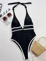 Tiger Printed Deep V Neck Monokini Women Swimwear One Piece Swimsuit Female Backless High Cut Leg Bather Bathing Suit Swim K7293
