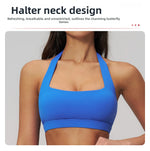 Summer Women Sports Bra Pilates Yoga Bra Hanging Neck Gym Underwear Running Fitness Shock Proof Breathable Quick-Dry Fitness Top