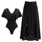 2Pcs Laster Cut Swimsuit Women Sexy Bikini Push Up Swimwear 2025 V Neck Swim Suit Female Bandeau Biquini Bathing Suit Beachwear