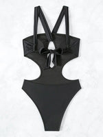 2025 Halter Hollow Out High Cut One Piece Swimsuit Women Swimwear Female Monokini Cross Backless Bathing Suit Swim Beach Wear