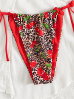 Sexy Red Leopard Print Bikini Set Women Tie Strap Push Up Bra Bandage Triangle Swimsuit Beach Bathing Suit Holiday Swimwear 2026