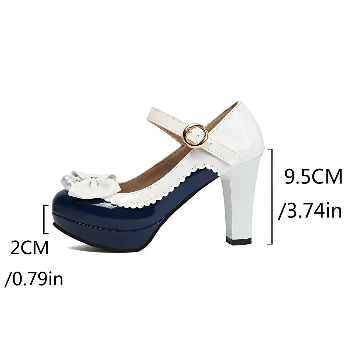 Women Lolita Style Patent Leather Bow Shoes 9.5cm High Heels Anti-slip Rubber Sole Platform Pumps Ideal for Parties Daily Wear