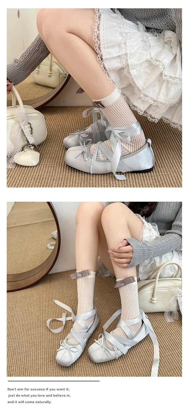 2026 Women Satin Ballet Shoes Breathable Lightweight Ribbon Lace Up Non Slip Square Toe for Office Summer Daily All Season Wear
