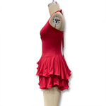 Hot Girl Slim Halter Neck Mini Dress Solid Color V-neck Single-breasted Layered Ruffles Bodycon Short Dresses Fashion Female New